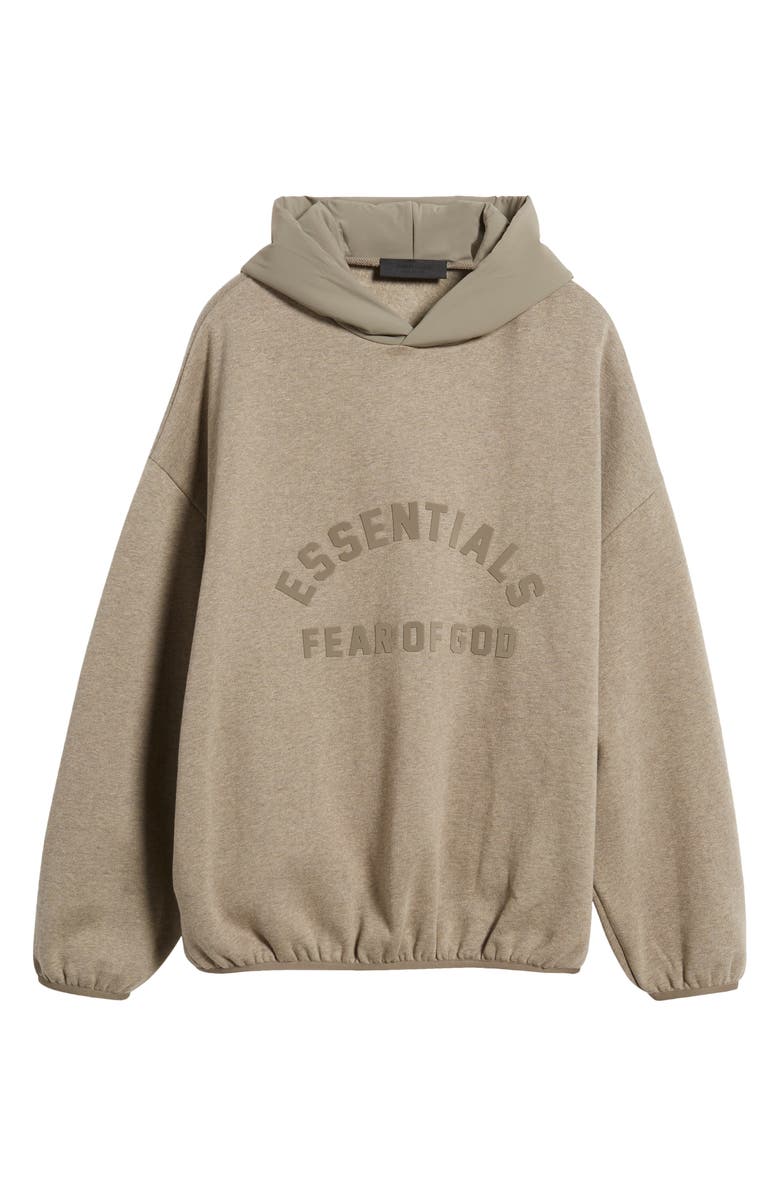 Fear of God Essentials Logo Oversize Fleece & Nylon Hoodie, Alternate, color, 