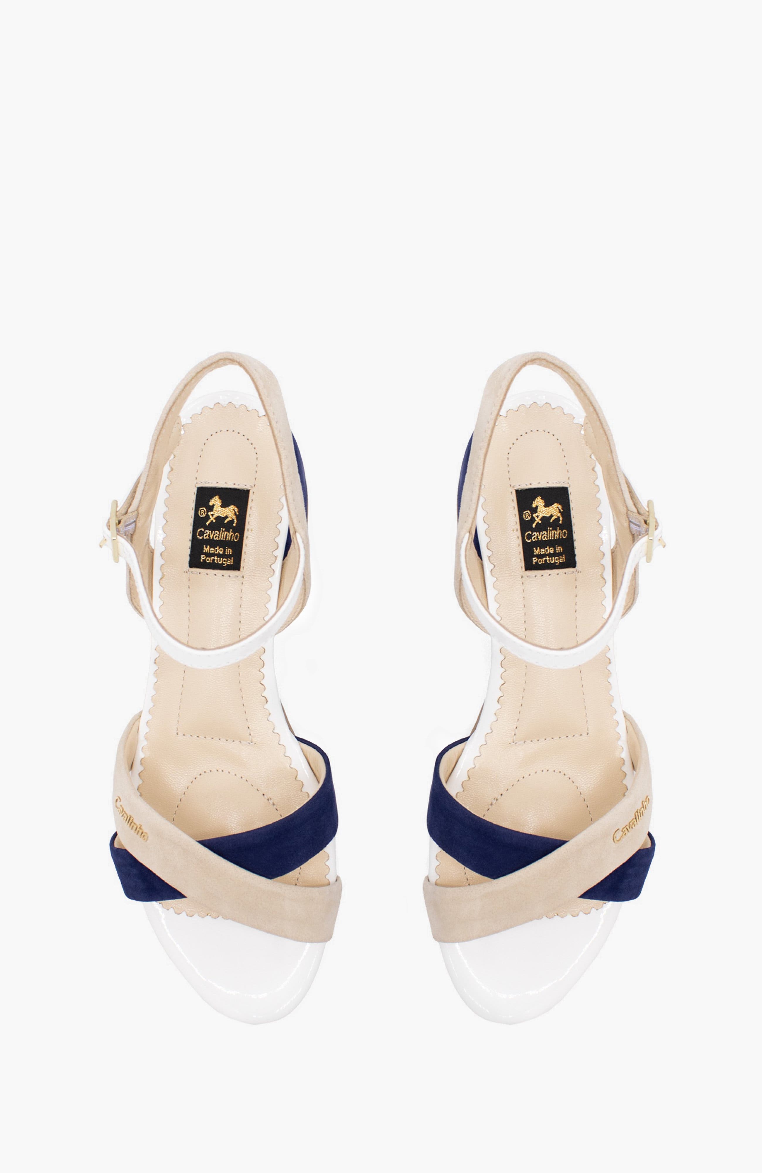Capri Block Heel Sandal, Alternate, color, Beige / White / Navy