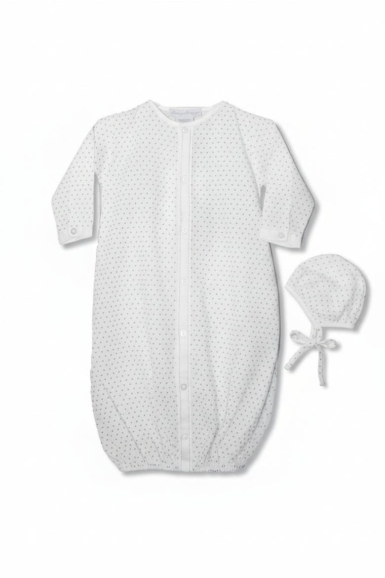 Star Print Gown with Bonnet NB - Baby, Main, color, White