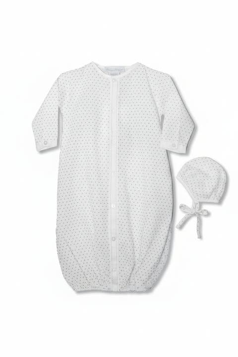 Star Print Gown with Bonnet NB - Baby