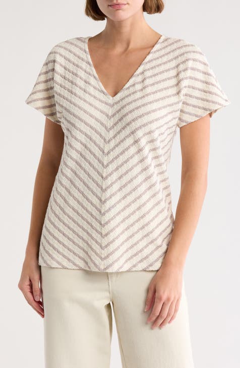 Stripe V-Neck Dolman T-Shirt