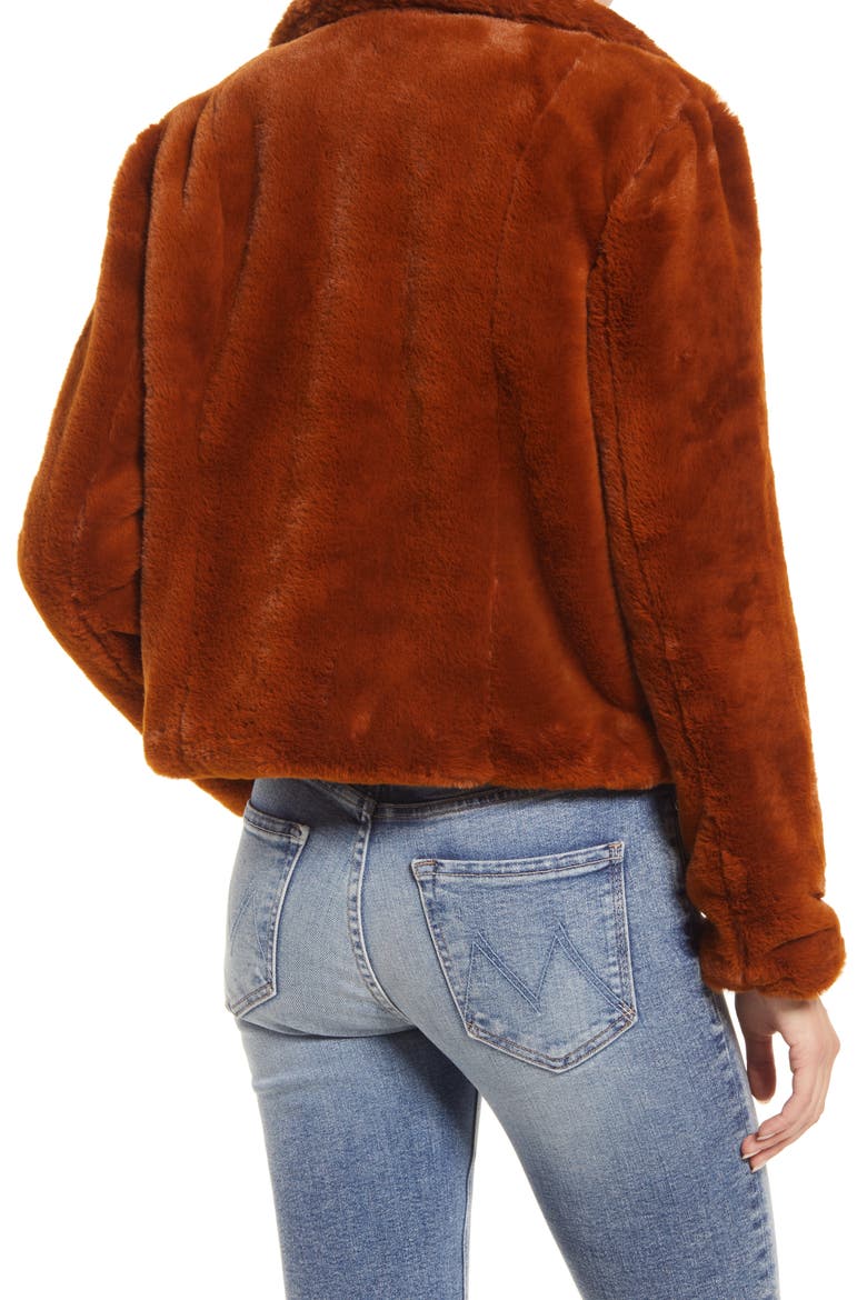 Cropped Faux Fur Jacket, Alternate, color, MILK CHOCOLATE