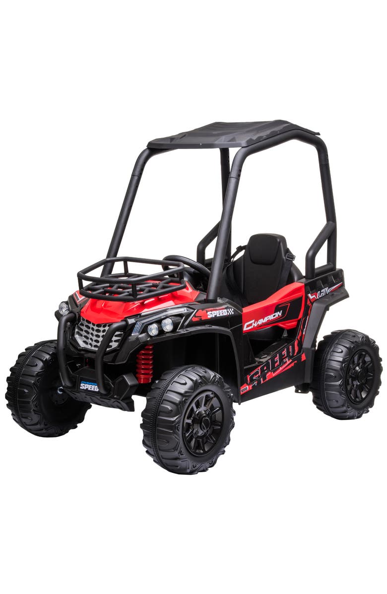 Aosom 12V Kids UTV with Remote Control, Suspension System, Main, color, Red