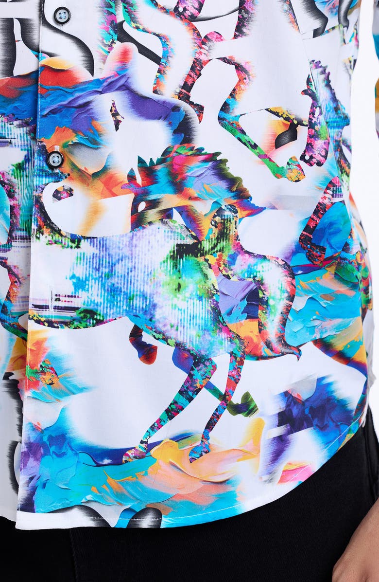 Robert Graham Mane Event Stretch Cotton Button-Up Shirt, Alternate, color, Blue Multi