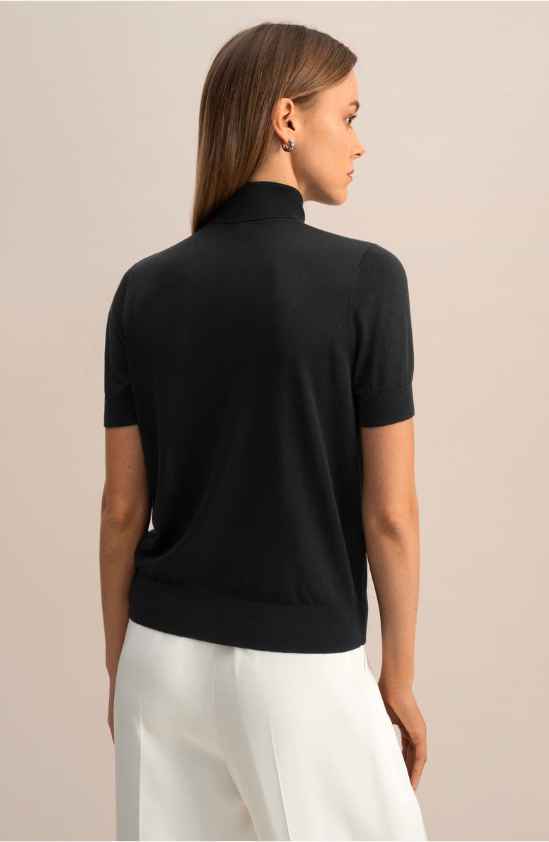 Lilysilk High Neck Short Sleeves Silk Knitted Sweater, Alternate, color, Black