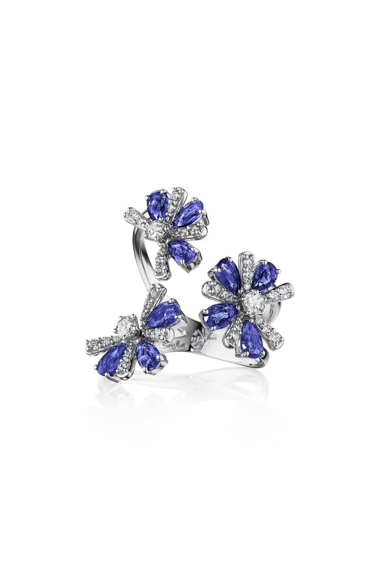 Botanica Sapphire & Diamond Open Ring, Main, color, WHITE GOLD