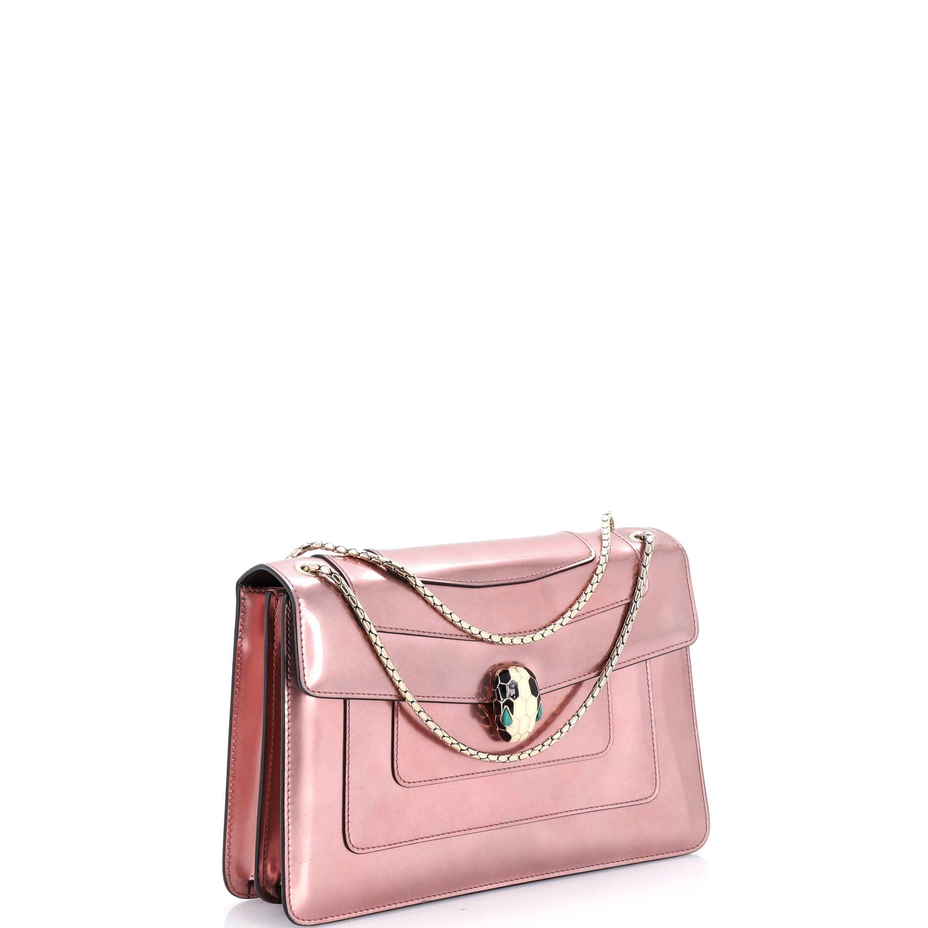 Serpenti Forever Shoulder Bag Metallic Leather Medium, Alternate, color, Pink