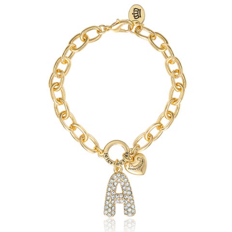 Pavé Initial Charm Bracelet, 7.5'' Gold Tone Link
