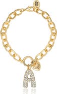 Juicy Couture Pavé Initial Charm Bracelet, 7.5'' Gold Tone Link