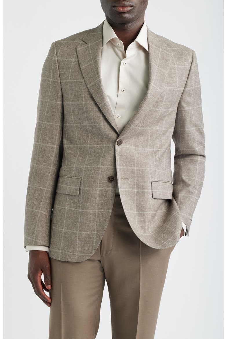 Flynn Classic Fit Tan Plaid Wool Sport Coat, Main, color, TAN