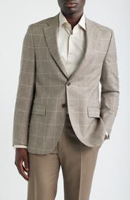 Peter Millar Flynn Classic Fit Tan Plaid Wool Sport Coat