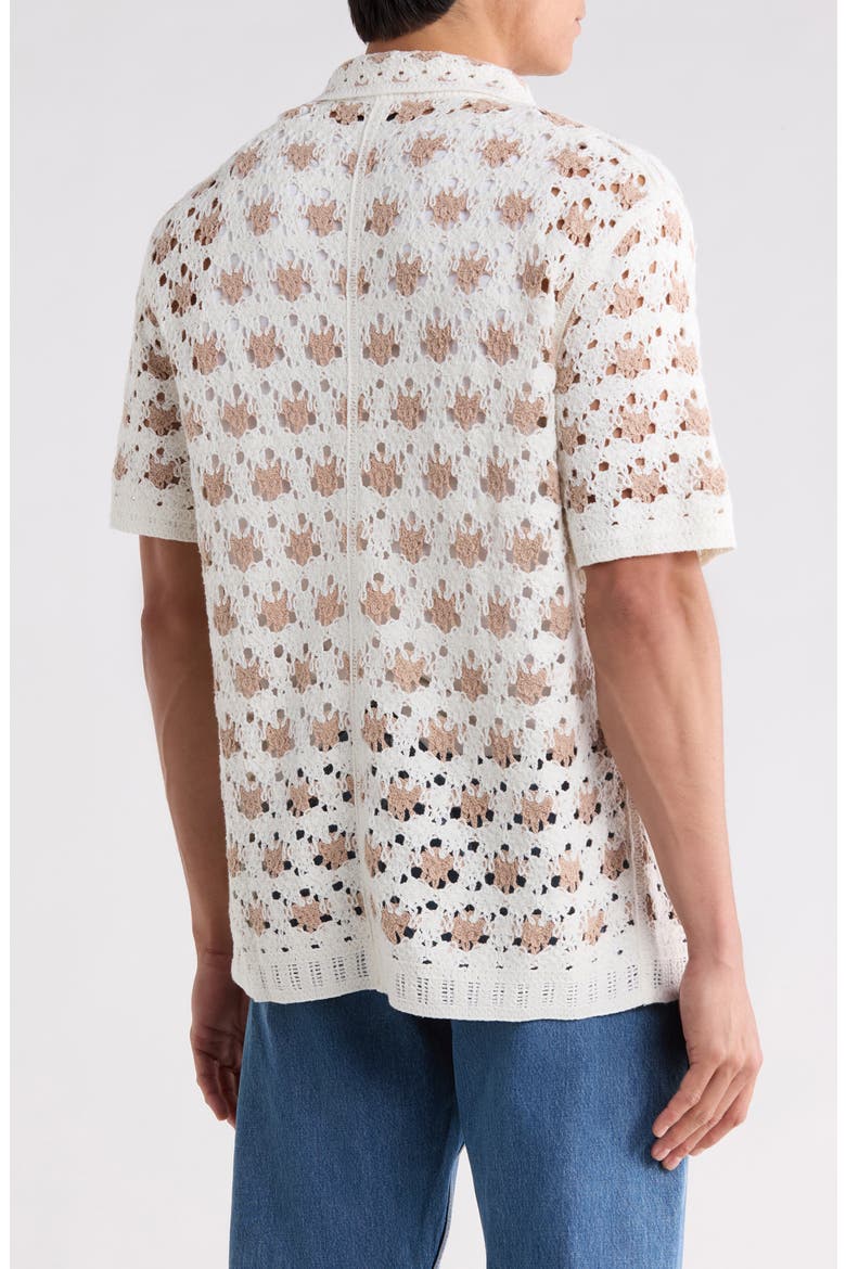 Ecru Splash Crochet Button-Up Shirt, Alternate, color, IVORY/ BEIGE