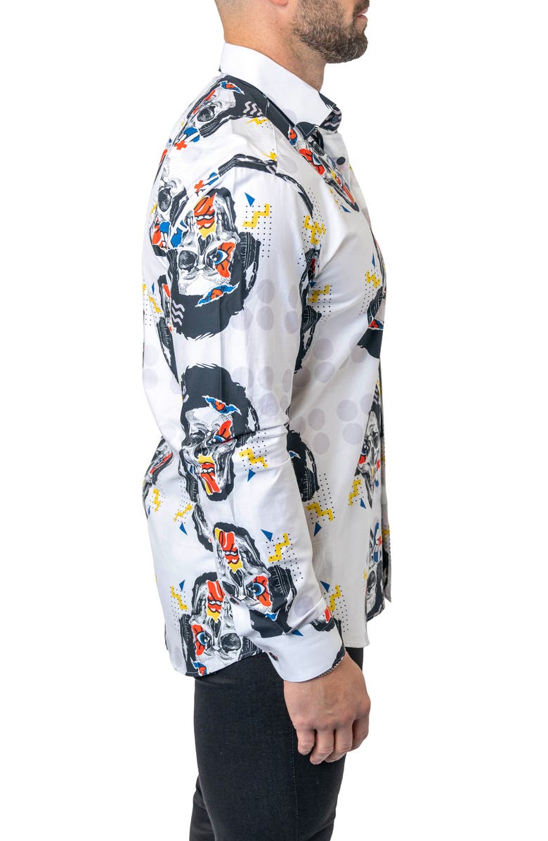 Maceoo Fibonacci Stretchskullpuppet Performance Button-Up Shirt, Alternate, color, White