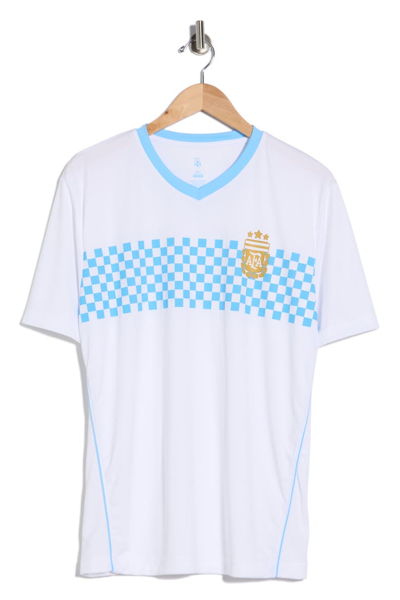 Argentina National Football Team Checkered T-Shirt, Alternate, color, WHITE