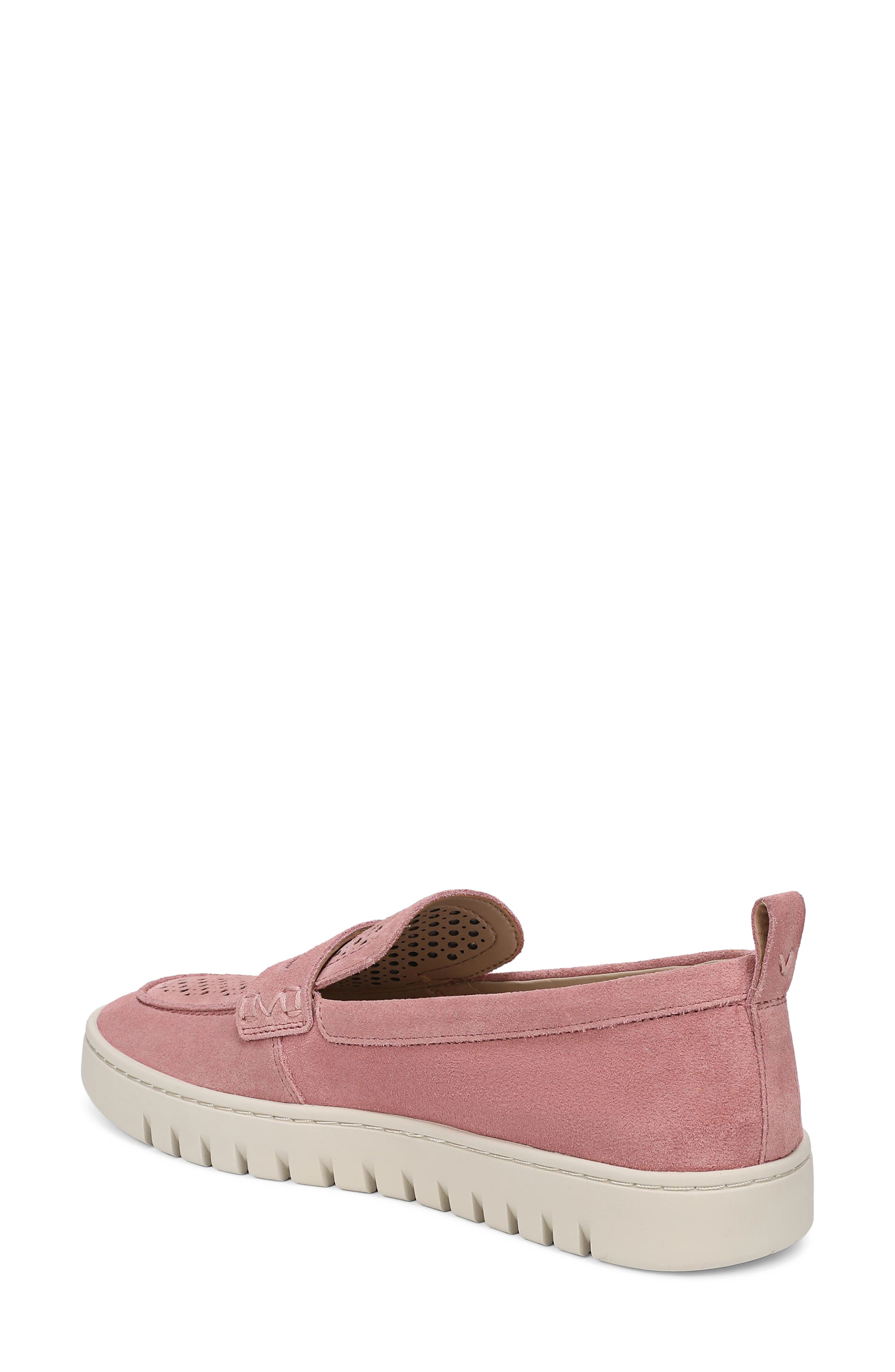 Uptown Perf Penny Loafer, Alternate, color, CINDER ROSE SUEDE