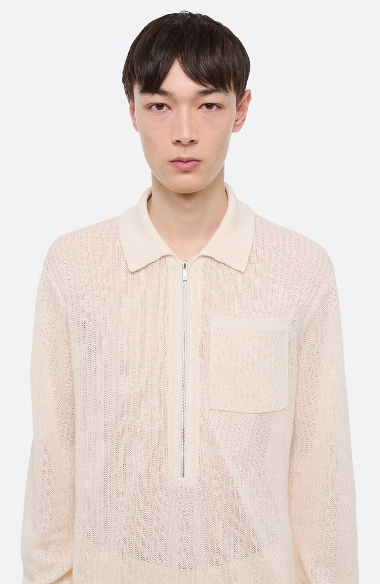 Helmut Lang Half Zip Linen Sweater, Alternate, color, Ivory