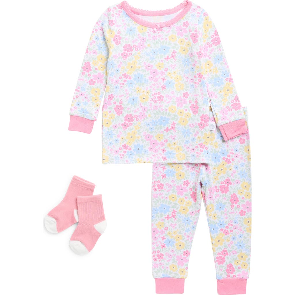 Sleep On It Fitted Two-piece Pajamas & Socks Set In Pink