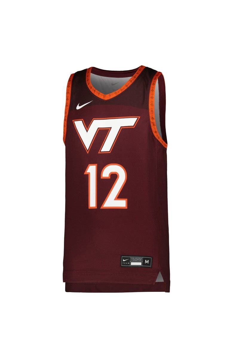 Nike Youth Nike #12 Maroon Virginia Tech Hokies Icon Replica Basketball Jersey, Alternate, color, 