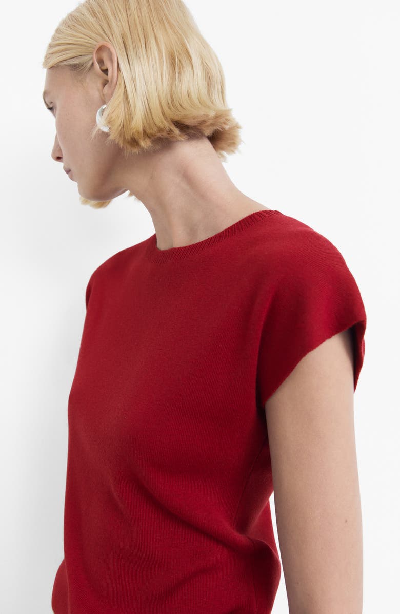 MANGO Fine Knit Cap Sleeve Sweater, Alternate, color, Red