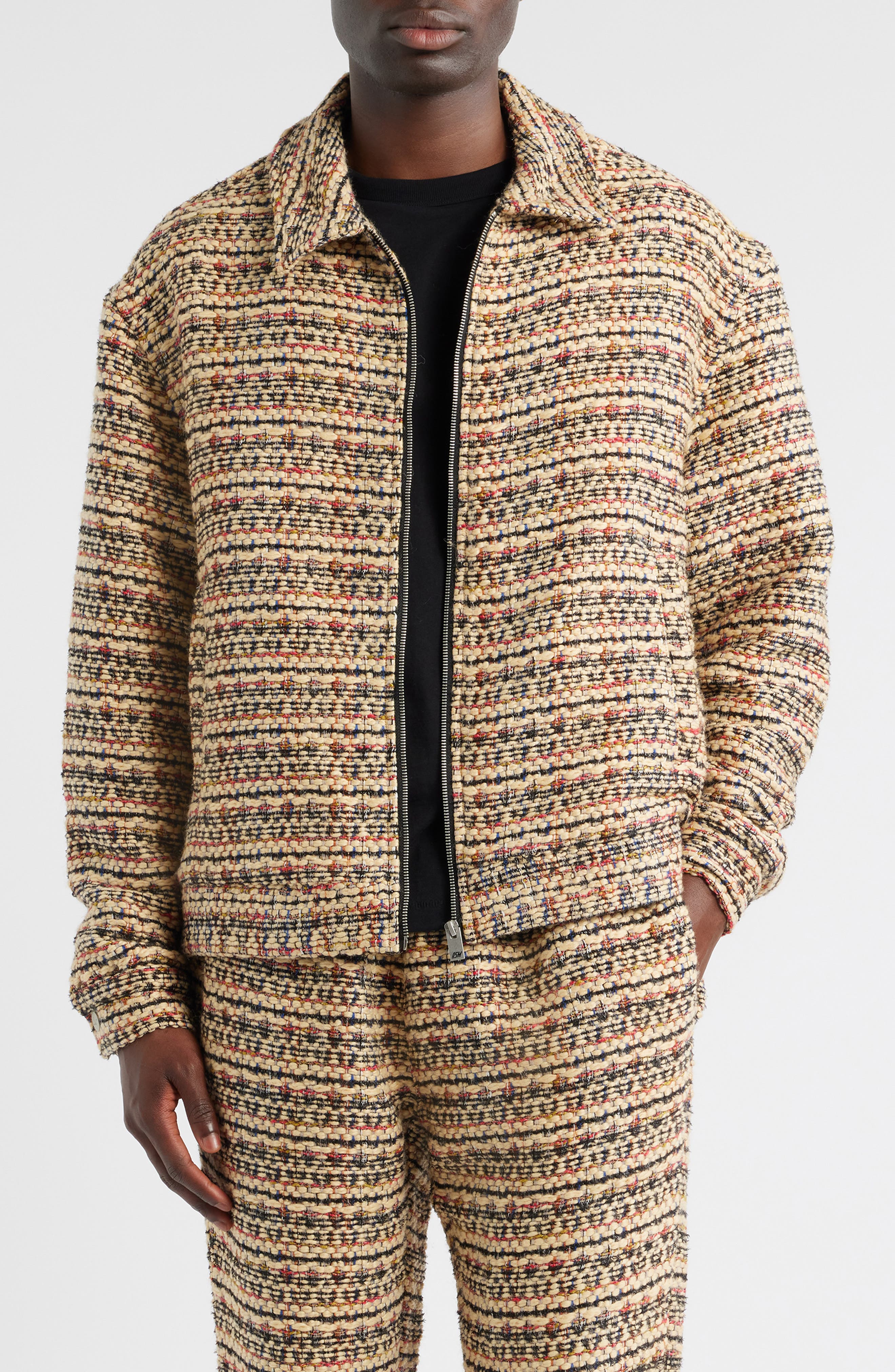 Diet Starts Monday Tweed Zip Jacket In Tan Multi