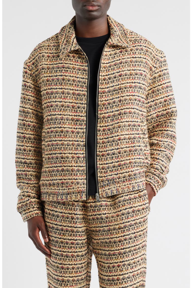 Tweed Zip Jacket, Main, color, TAN MULTI