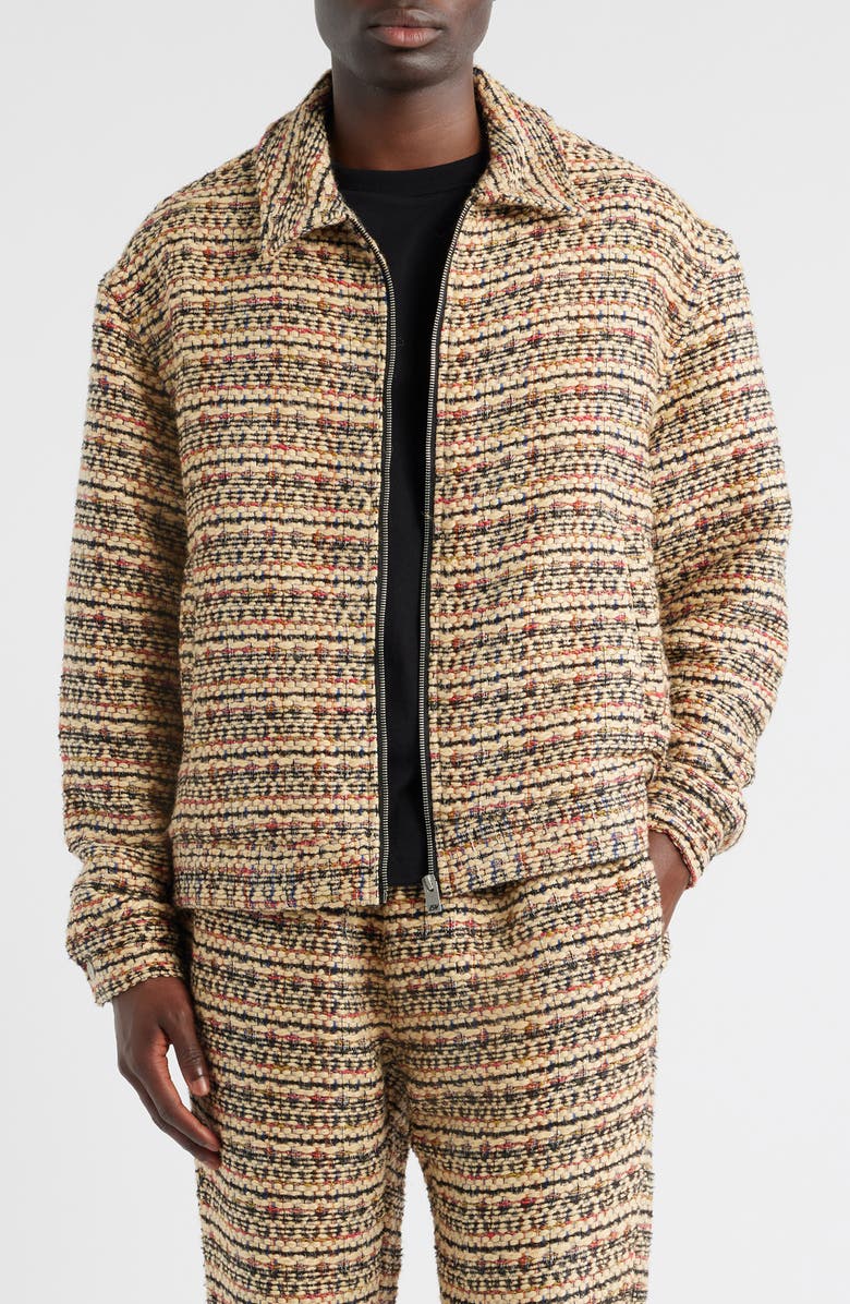 DIET STARTS MONDAY Tweed Zip Jacket, Main, color, Tan Multi