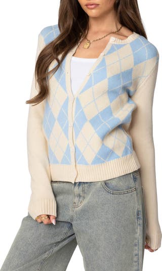 EDIKTED Maybelle Argyle Cardigan | Nordstrom