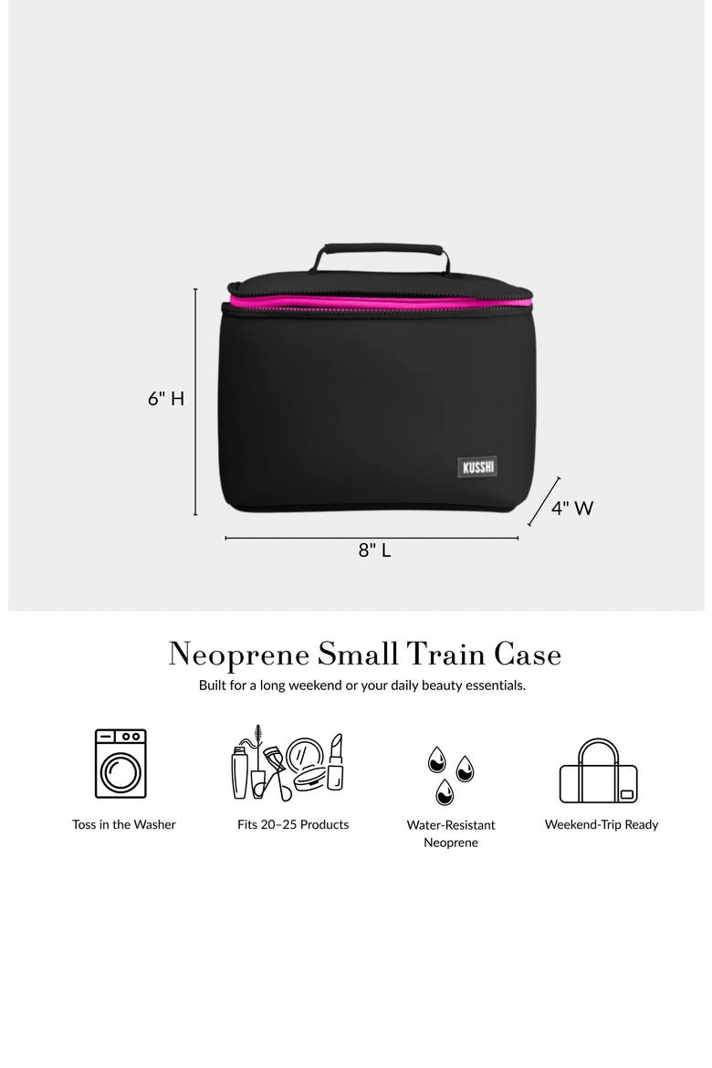 Small Neoprene Train Case, Alternate, color, NAVY/ KHAKI