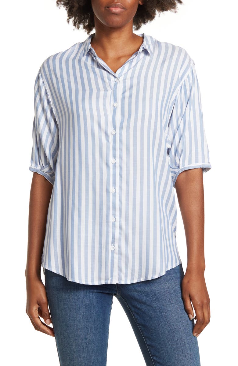 beachlunchlounge Better Late Short Sleeve Shirt, Main, color, 