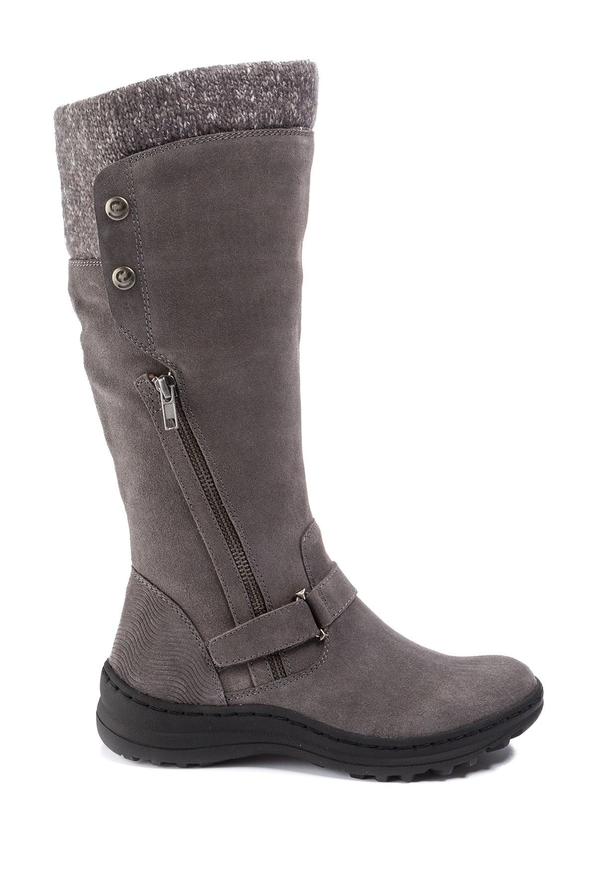 Adele Tall Water Resistant Faux Shearling Boot, Alternate, color, GUNMETAL