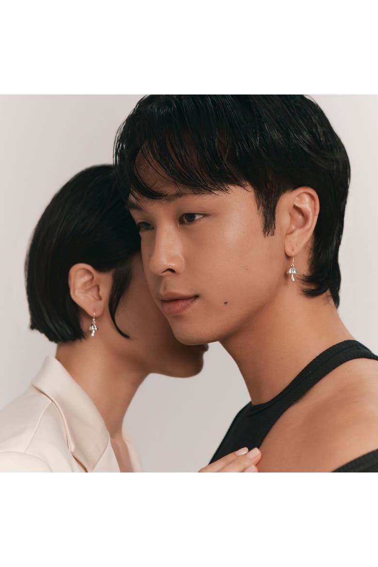 Choco Mushroom Earrings, Alternate, color, Silver