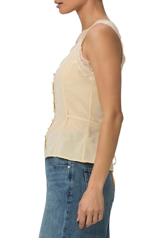 Paige Ancona Lace Trim Silk Tank In Apricot Dust