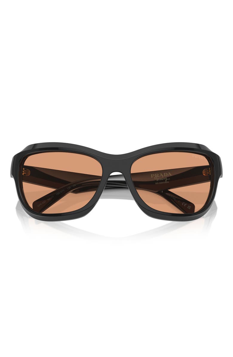 Prada 62mm Oversize Butterfly Sunglasses, Main, color, Black