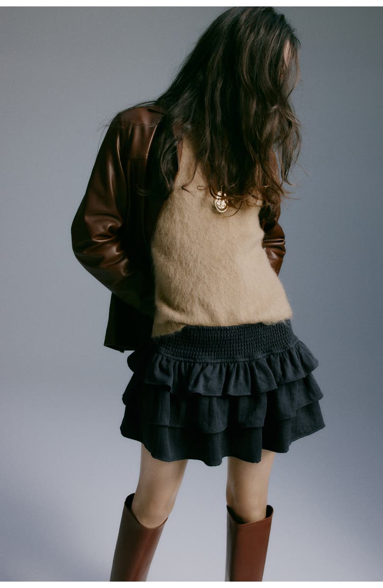 H&M Tiered Skort, Alternate, color, Washed Black