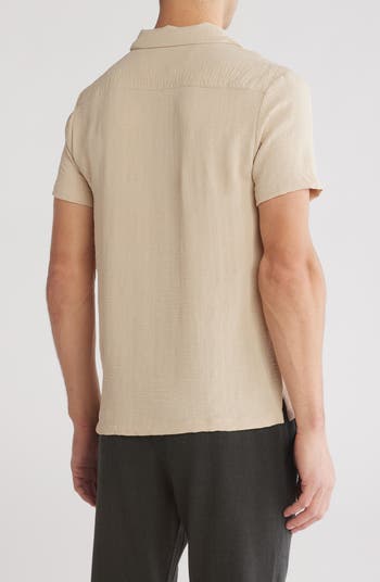 Textured Short Sleeve Camp Shirt
