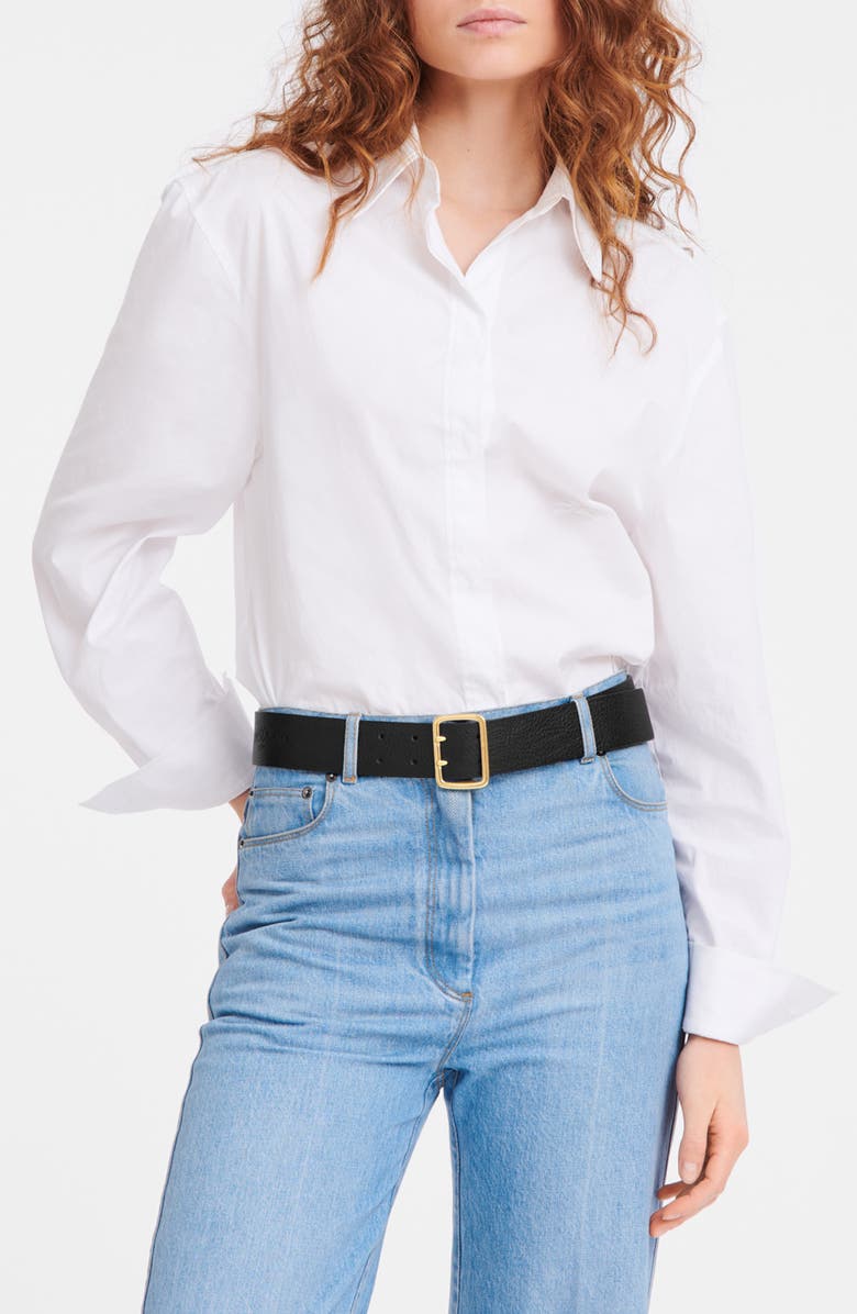 Longchamp Double Pin Leather Belt, Alternate, color, 