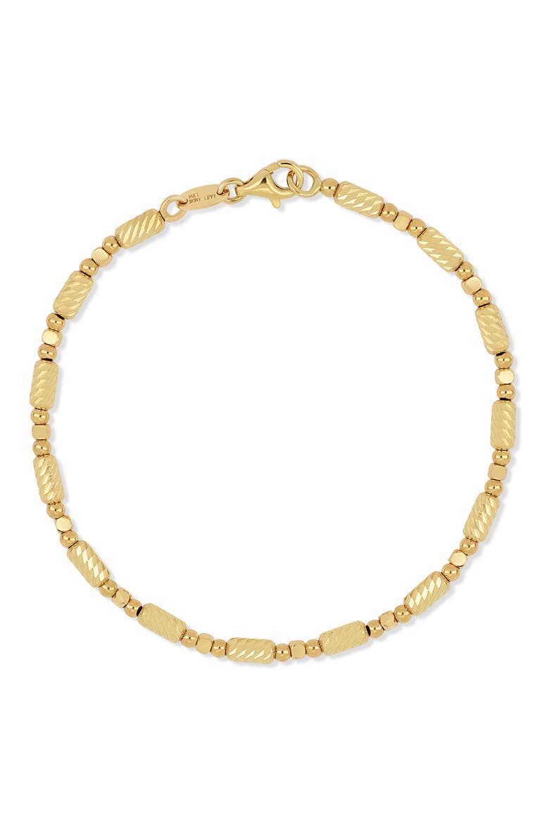 14K Gold Diamond Cut Beaded Chain Bracelet, Main, color, 14K GOLD