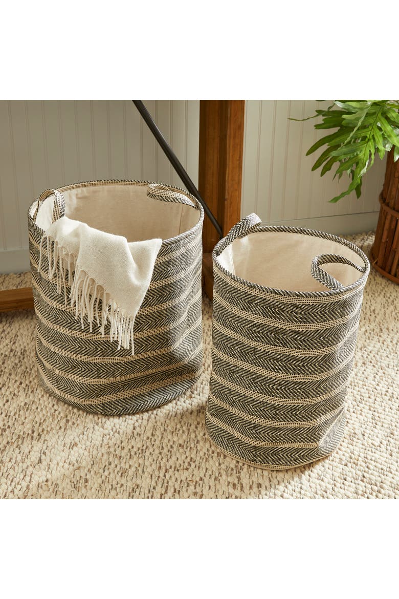 Marleigh Round Baskets Set of 2, Alternate, color, Black