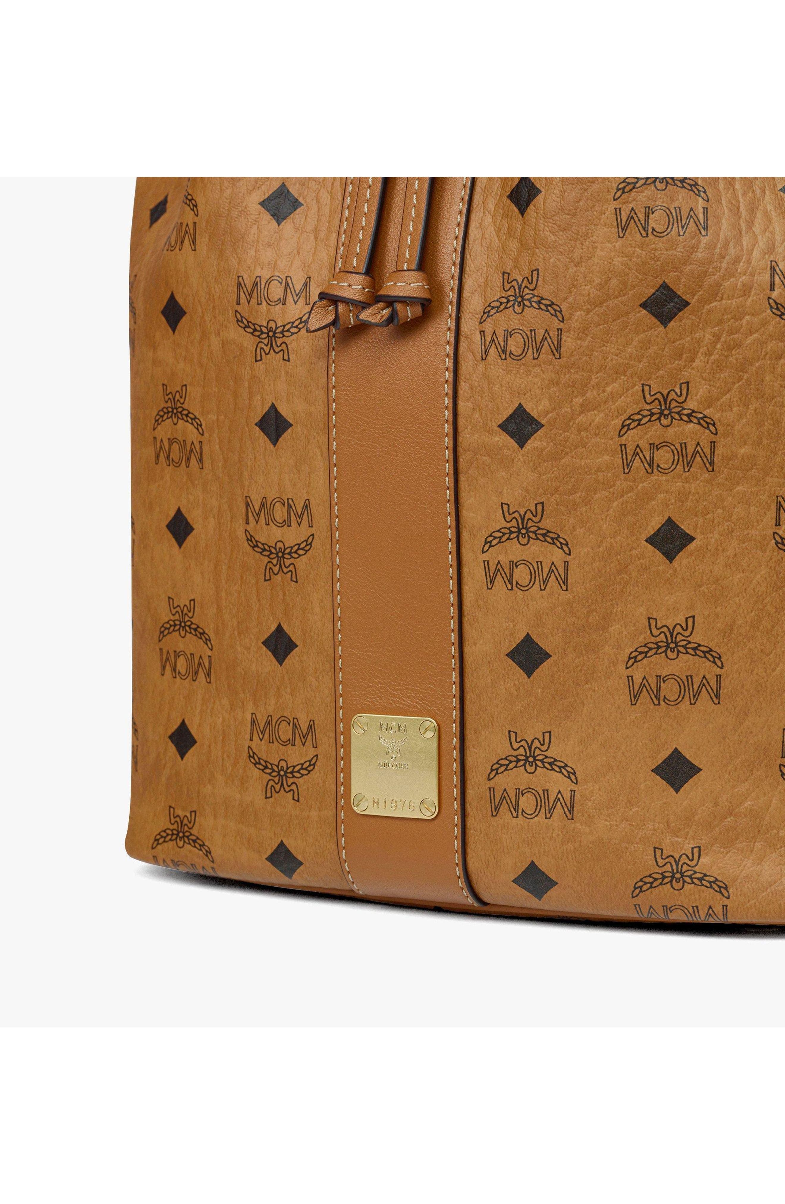 MCM Dessau Drawstring Bag in Visetos, Alternate, color, 