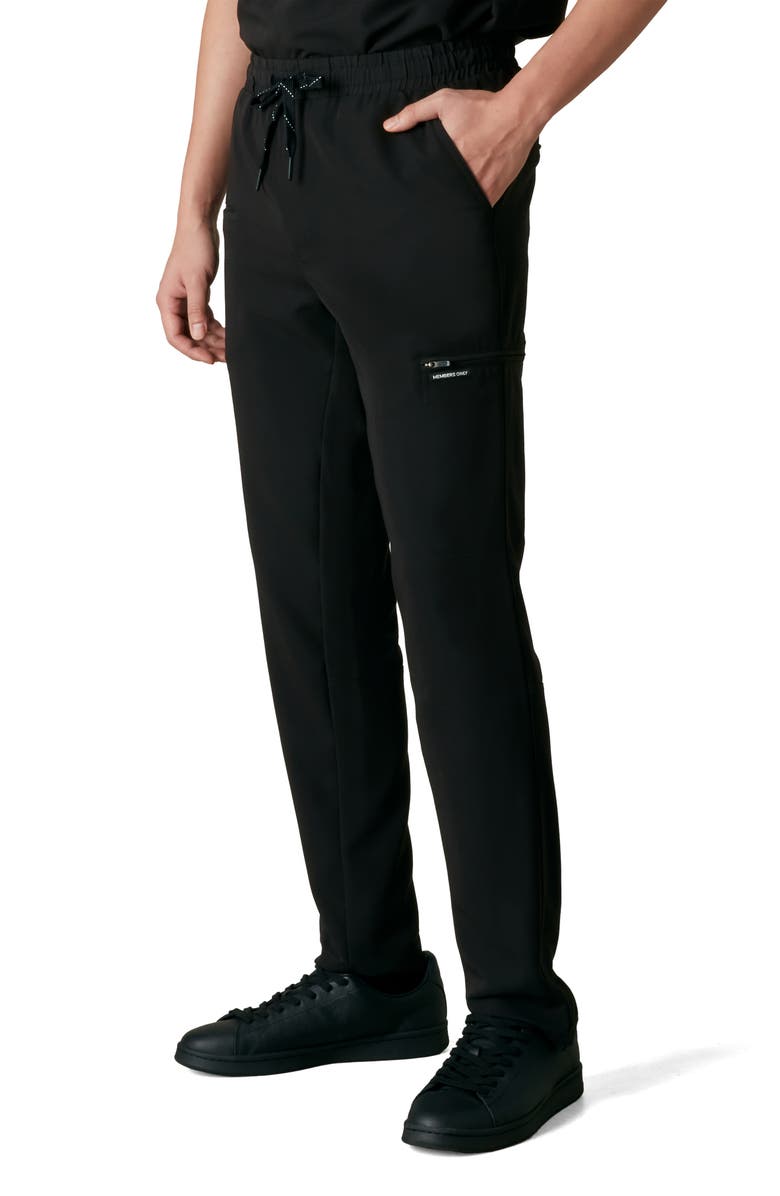 Members Only Hampton Open Bottom Scrub Pants, Alternate, color, Black