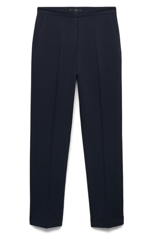 Shop Mango Straight Leg Suit Pants In Dark Navy