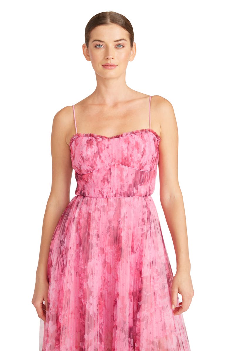 ML Monique Lhuillier Floral Pleated Tulle Gown, Alternate, color,
