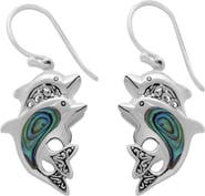 SAMUEL B. Sterling Silver Abalone Dolphin Drop Earrings