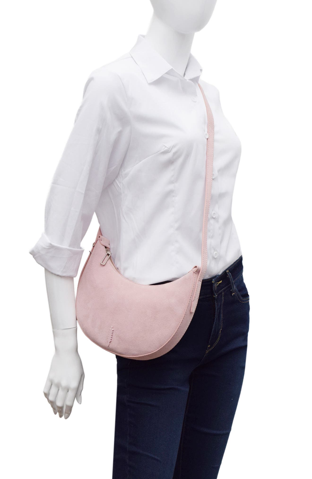 Thacker Silas Suede Crossbody Bag, Alternate, color, Light Pink