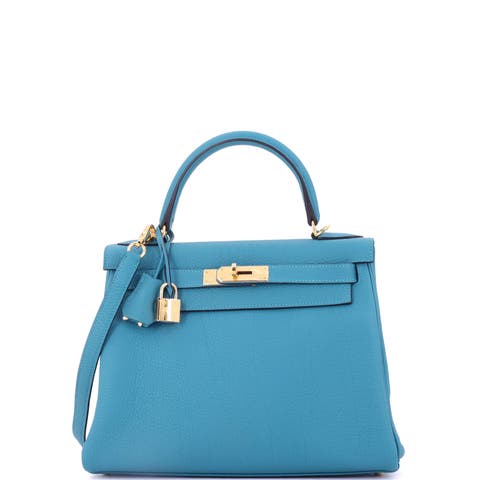 Kelly Handbag Blue Togo with Gold Hardware 28