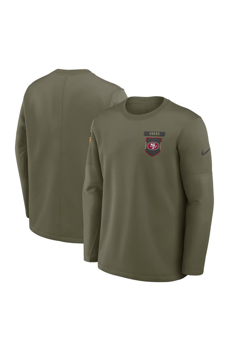 Nike Men's Nike Olive San Francisco 49ers 2025 Salute to Service Sideline Coaches Therma-FIT Long Sleeve Shirt, Main, color, Olive