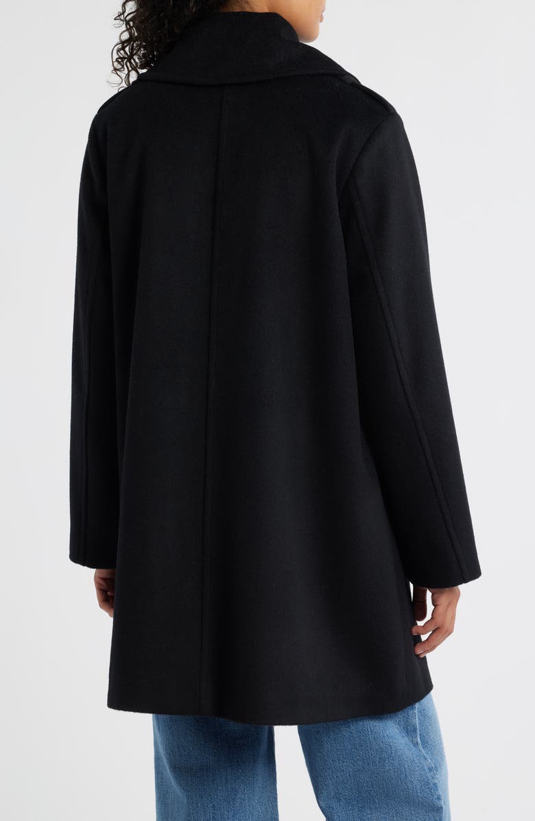 Bernardo Buckle Detail Melton Wool Blend Coat, Alternate, color, Black