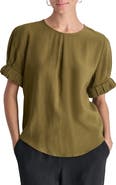 DKNY Crinkle Texture Short Sleeve Top