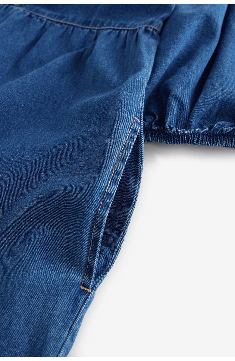 NEXT V-Neck Puff Sleeve Denim Minidress with Pockets, Alternate, color, Blue