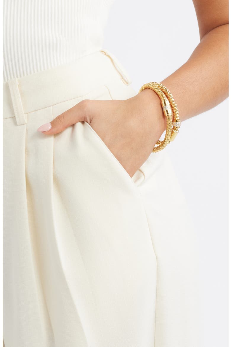 Set of 2 Mesh Stretch Bracelets, Alternate, color, CLEAR- GOLD